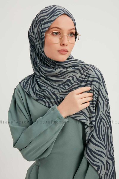Hafiz - Navy Blue Patterned Hijab