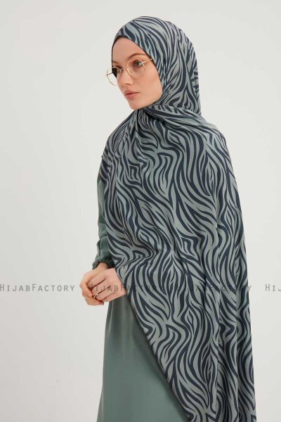 Hafiz - Navy Blue Patterned Hijab
