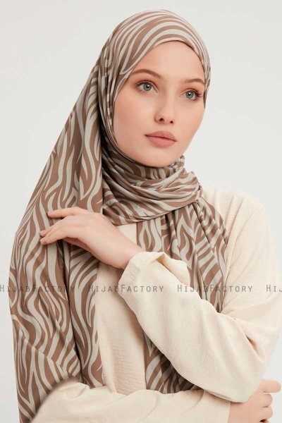 Hafiz - Light Brown Patterned Hijab