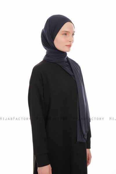 Farah - Navy Blue Jersey Hijab