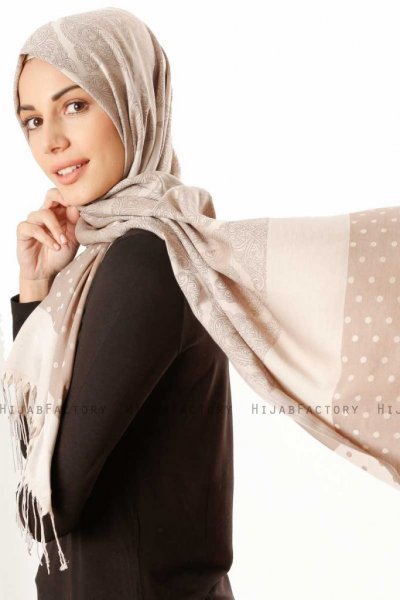 Alev - Beige Patterned Hijab