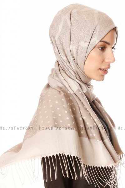 Alev - Beige Patterned Hijab