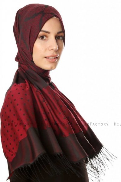 Alev - Bordeaux Patterned Hijab