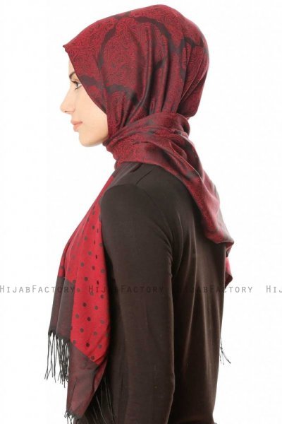 Alev - Bordeaux Patterned Hijab