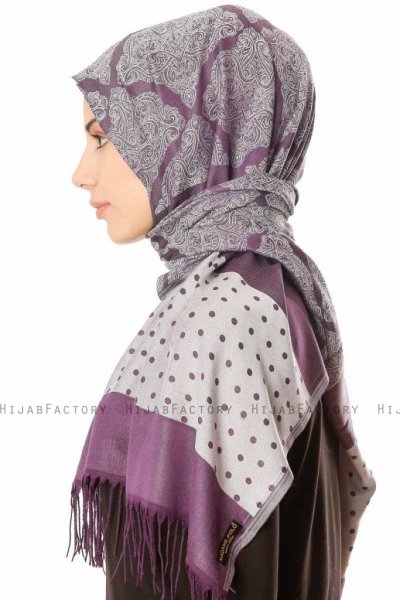 Alev - Purple Patterned Hijab