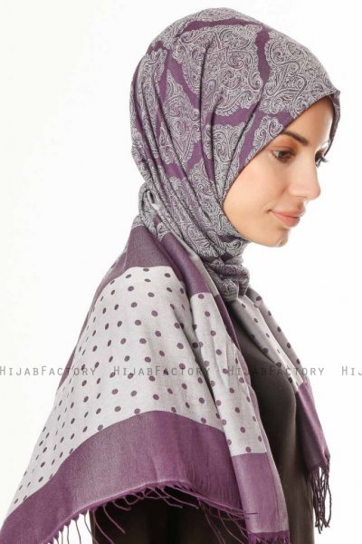 Alev - Purple Patterned Hijab