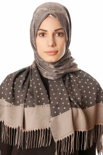 Alev - Taupe Patterned Hijab