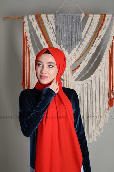 Alida - Red Cotton Hijab - Mirach