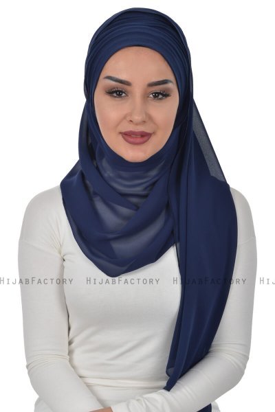 Alva - Navy Blue Practical Hijab & Underscarf