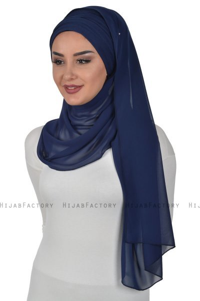 Alva - Navy Blue Practical Hijab & Underscarf