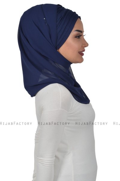 Alva - Navy Blue Practical Hijab & Underscarf