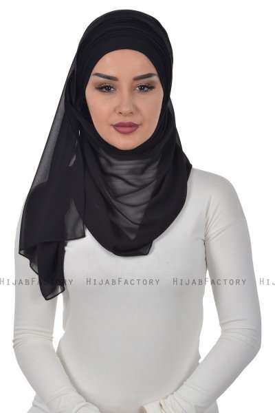 Alva - Black Practical Hijab & Underscarf