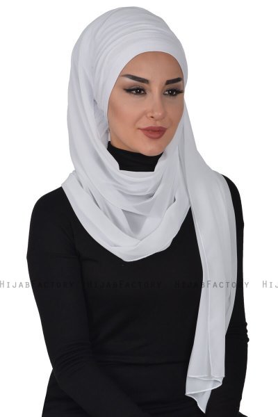 Alva - White Practical Hijab & Underscarf