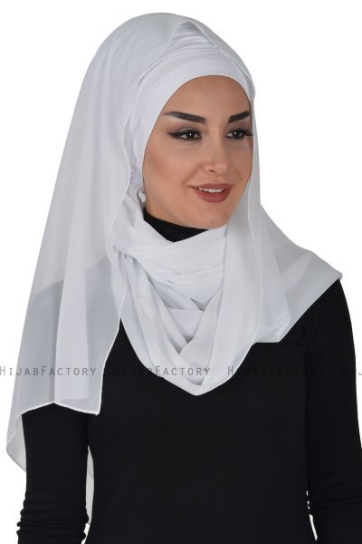 Alva - White Practical Hijab & Underscarf