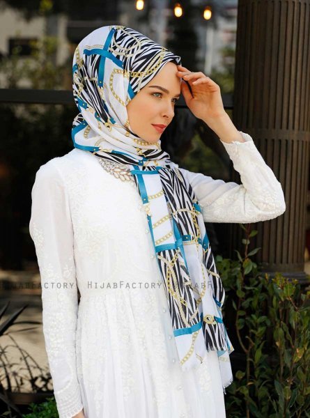 Amapola - Petrol Patterned Hijab - Sal Evi