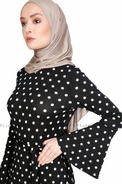 Amera Svart Polka Dot Klänning Miss Halima 280306c