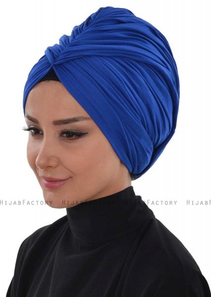 Amy - Blue Cotton Turban - Ayse Turban