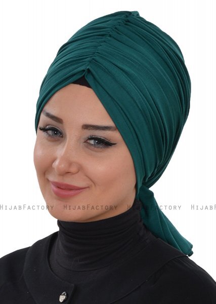 Amy - Dark Green Cotton Turban - Ayse Turban