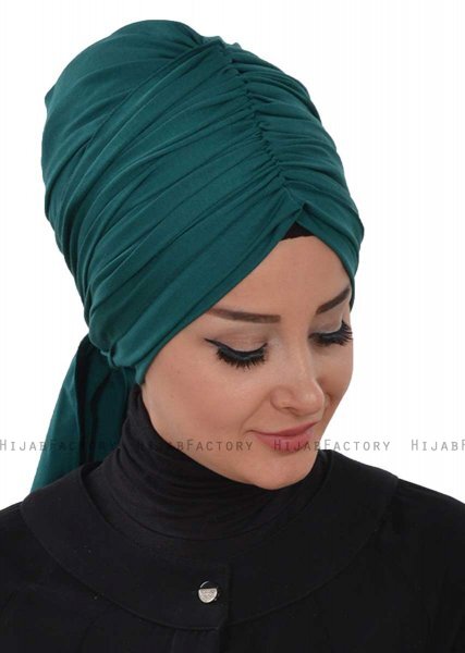 Amy - Dark Green Cotton Turban - Ayse Turban