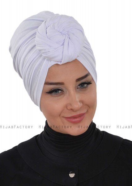 Amy - White Cotton Turban - Ayse Turban
