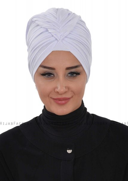 Amy - White Cotton Turban - Ayse Turban