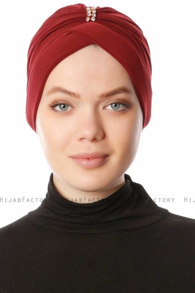 Arwa - Bordeaux Crepe Chiffon Turban - Sehr-i Sal