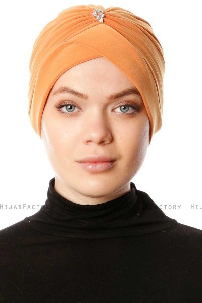 Arwa - Orange Crepe Chiffon Turban - Sehr-i Sal