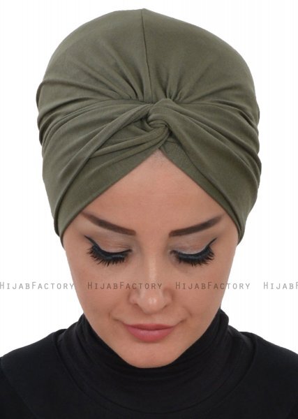 Astrid - Khaki Cotton Turban - Ayse Turban
