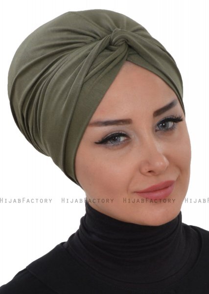 Astrid - Khaki Cotton Turban - Ayse Turban