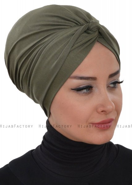 Astrid - Khaki Cotton Turban - Ayse Turban
