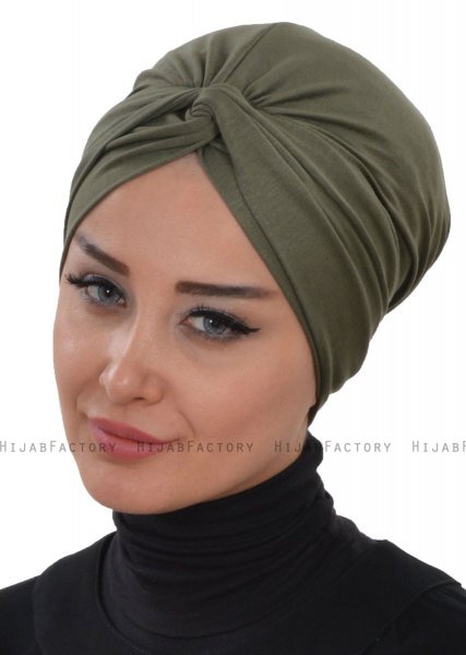 Astrid - Khaki Cotton Turban - Ayse Turban