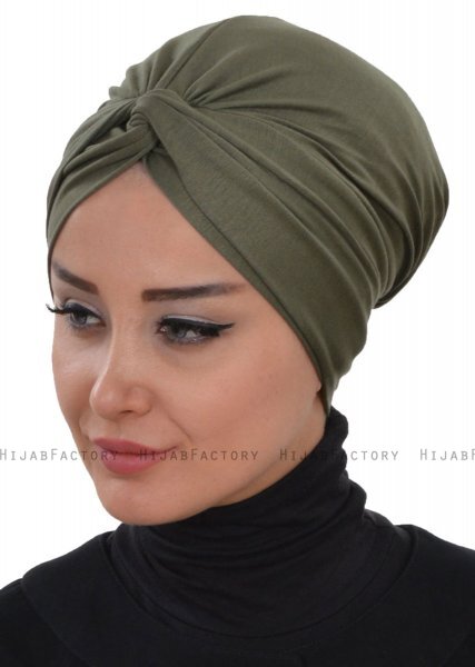 Astrid - Khaki Cotton Turban - Ayse Turban