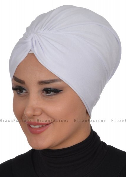 Astrid - White Cotton Turban - Ayse Turban