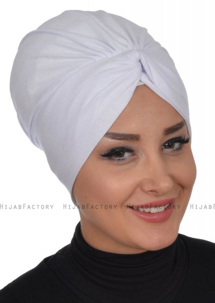Astrid - White Cotton Turban - Ayse Turban
