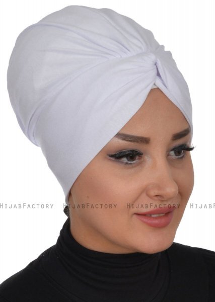 Astrid - White Cotton Turban - Ayse Turban