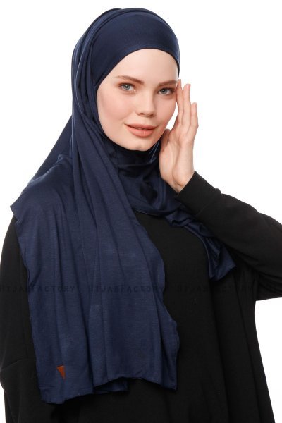 Asya - Navy Blue Practical Viskos Hijab