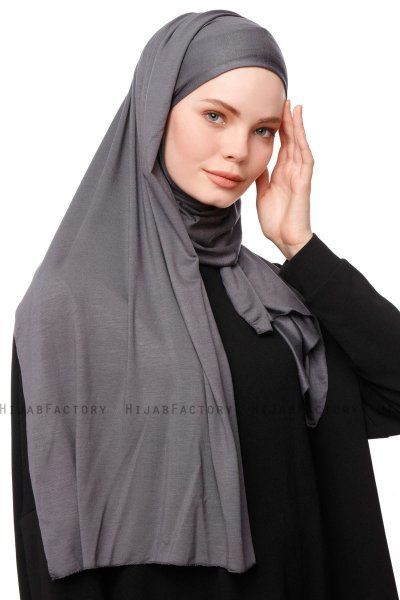 Asya - Dark Grey Practical Viskos Hijab