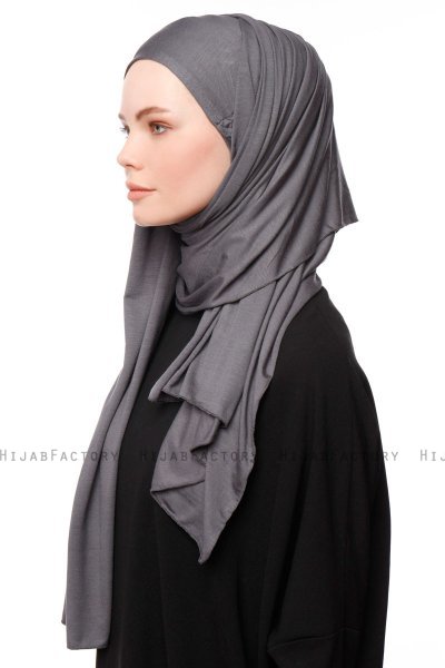 Asya - Dark Grey Practical Viskos Hijab