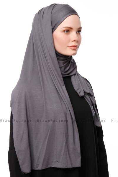 Asya - Dark Grey Practical Viskos Hijab