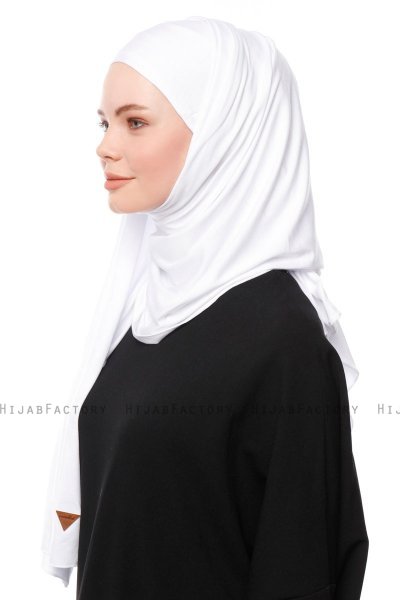 Asya - White Practical Viskos Hijab