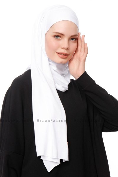 Asya - White Practical Viskos Hijab