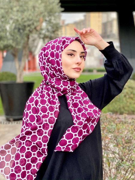 Atika - Bordeaux Patterned Cotton Hijab - Mirach