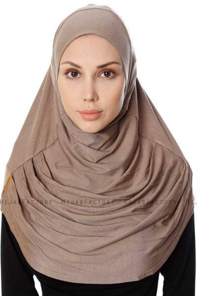 Ava - Dark Taupe One-Piece Al Amira Hijab - Ecardin