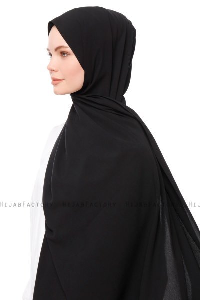 Aylin - Black Medine Silk Hijab - Gülsoy