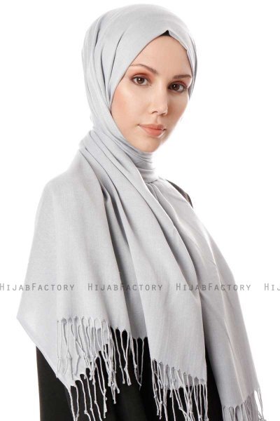 Aysel - Light Grey Pashmina Hijab - Gülsoy