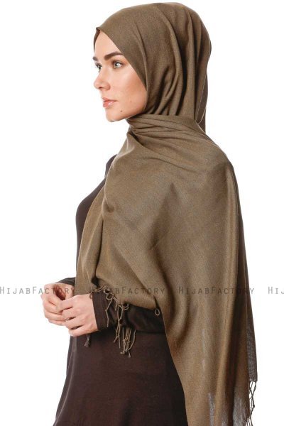 Aysel - Dark Khaki Pashmina Hijab - Gülsoy