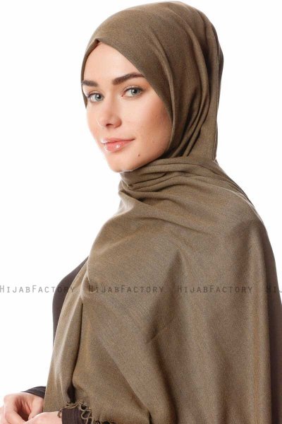 Aysel - Dark Khaki Pashmina Hijab - Gülsoy