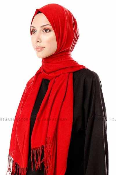 Aysel - Red Pashmina Hijab - Gülsoy
