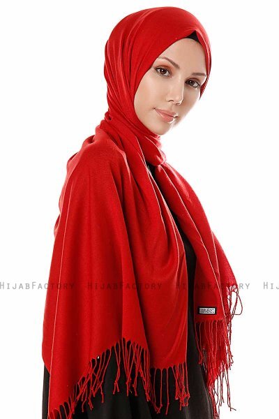 Aysel - Red Pashmina Hijab - Gülsoy