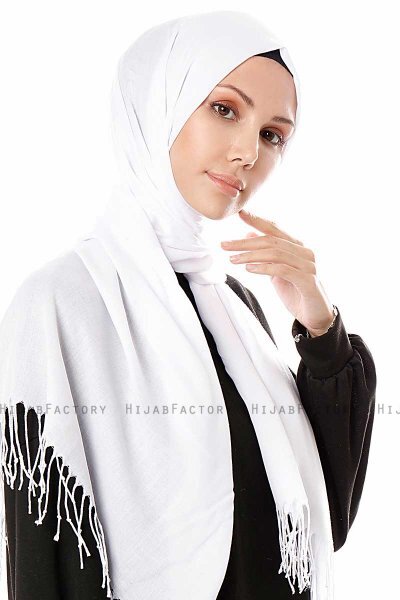 Aysel - White Pashmina Hijab - Gülsoy